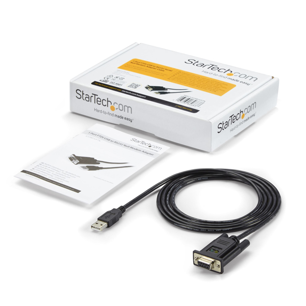 StarTech 1 port USB null modem RS232 adapter cable - USB 2.0 to serial DB9 with FTDI chipset - USB / 9 pin. Female - Serial Adapter - USB 2.0 - RS-232 - ICUSB232FTN
