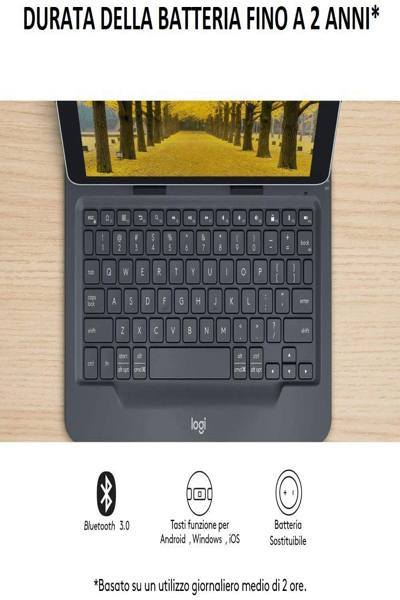 Logitech Universal Folio with integrated keyboard for 9-10" tablets - QWERTY - Italian - 5 million characters - Any brand - 9"-10" tablets - Black - 920-008335