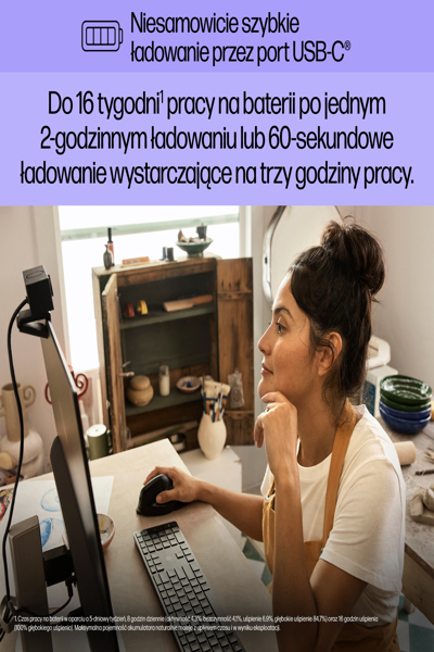 HP 920 Ergonomic Wireless Mouse: Right-hand, Vertical Design, 4000 DPI - 6H1A4AA
