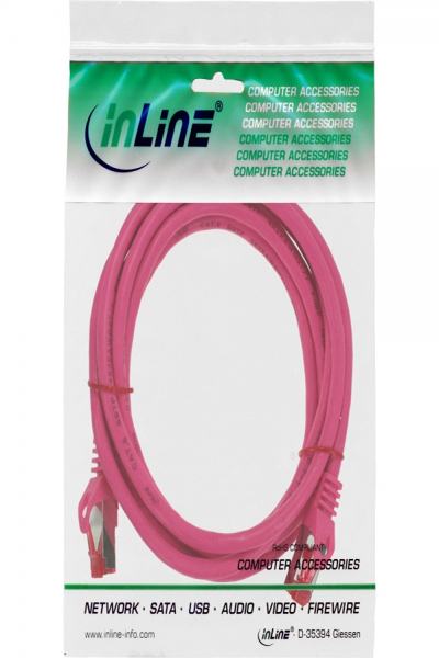 Câble de raccordement en ligne S/FTP PiMF Cat.6 250 MHz PVC cuivre rose 0,5 m