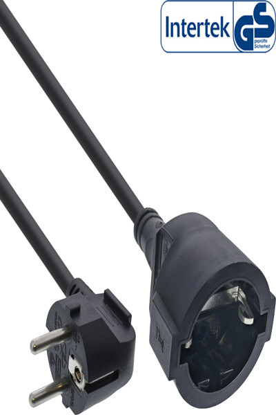 Câble d'extension d'alimentation InLine Type F coudé - noir - 1 m