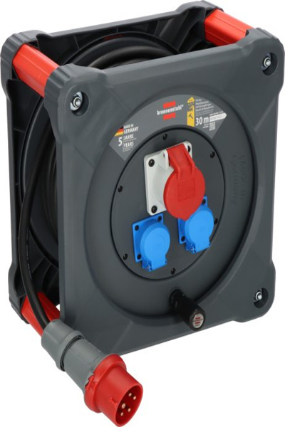 Brennenstuhl 9222300110, Svart, Blå, Röd, Plast, 3 AC-uttag, CEE, Typ E / F, Rak, 30 m - 9222300110