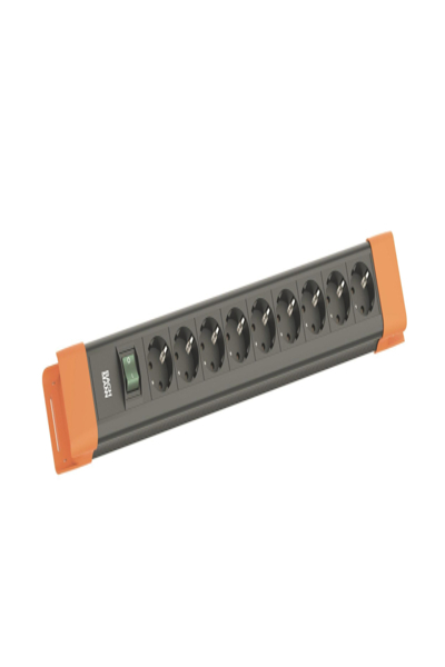Bachmann CONNECTUS 9xCEE7/3 1xSchalter 2.0m CEE7/7 Schwarz/Orange