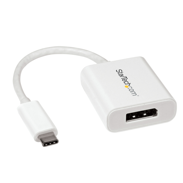 StarTech USB-C to DisplayPort Adapter - USB Type-C to DP Video Converter - 4K 60hz - White - external video adapter - white - CDP2DPW