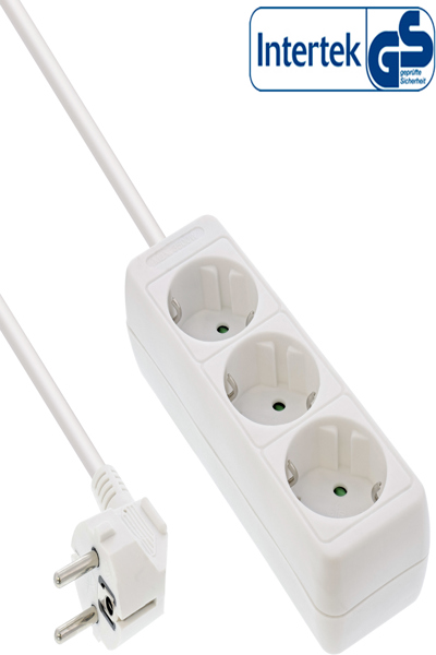 Bloc multiprises InLine - 3 prises avec contact de terre CEE 7/3 - blanc - 5 m