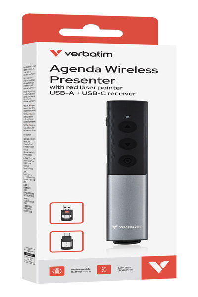 VERBATIM AGENDA WIRELESS PRESENTER WITH RED LASER POINTER - 32366