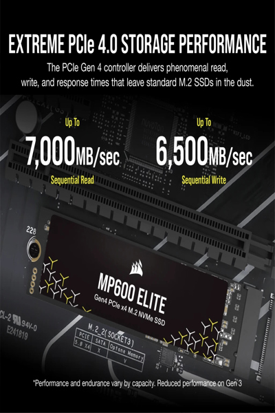 Corsair SSD MP600 ELITE M.2 2TB PCIe Gen4x4 2280 - CSSD-F2000GBMP600ENH