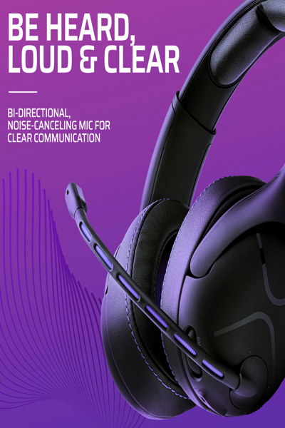 PDP Victrix Gambit Wireless Gaming Headset - Wired & Wireless - 20 - 20000 Hz - Gaming - 301 g - Headset - Black - Purple - 052-003-EU