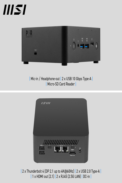 MSI Cubi NUC AI+ 2MG Intel Core Ultra 9 288V Desktop 32GB RAM 1TB SSD Mini PC Win - CUBI NUC AI+ 2MG I9 288V FS 32GB 1TB W11PP
