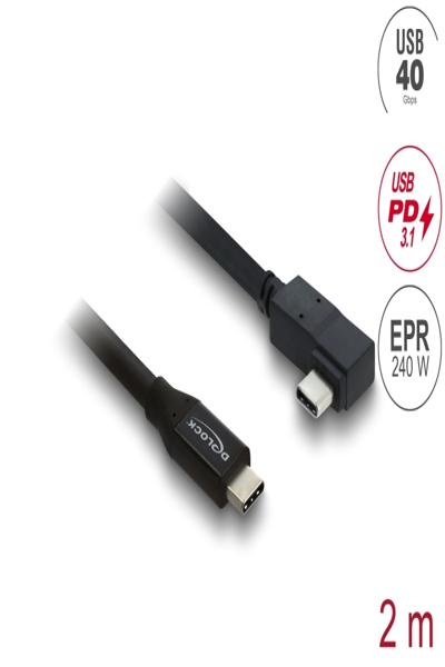 Delock Coaxial USB 40 Gbps Cable Angled Left Right PD 3.1 240 W 2 - Cable - Digital - 81711