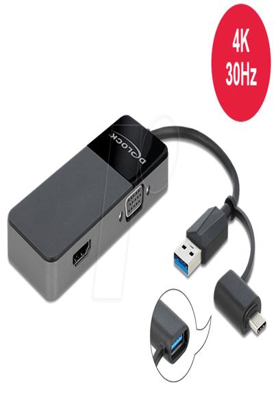 Delock adapter USB 3.0 to 4K HDMI + VGA - 64085