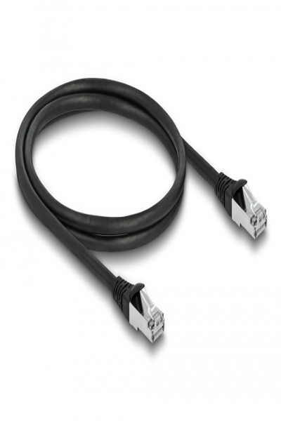 Delock RJ45 Network Cable Cat.6A S/FTP PUR Outdoor 1 m black - 1 m - Cat6a - S/FTP (S-STP) - RJ-45 - RJ-45 - Black - 80134