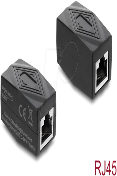 Delock Adapter Coupling RJ45 Socket to Cat.6 Shielded Black 90838 - 90838