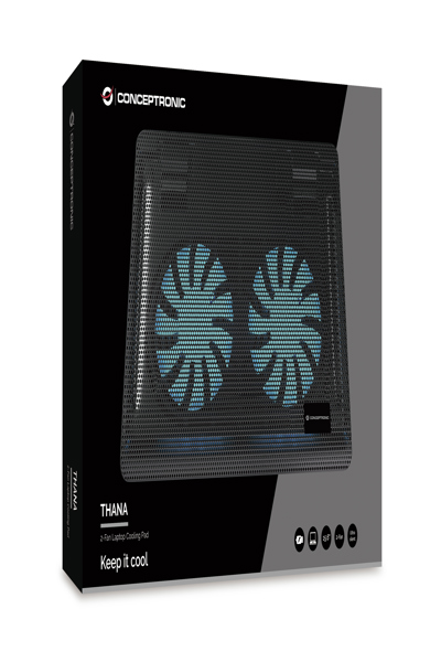 Conceptronic 2-Fan Cooling Pad 15.6" 1000RPM max.3kg sw - CNBCOOLPAD2F