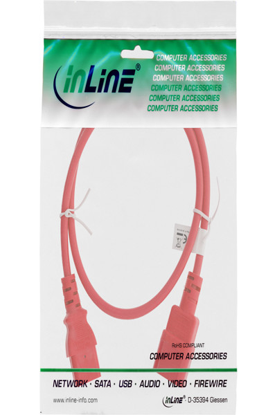 Rallonge pour appareil froid InLine - C13 / C14 - rouge - 1 m