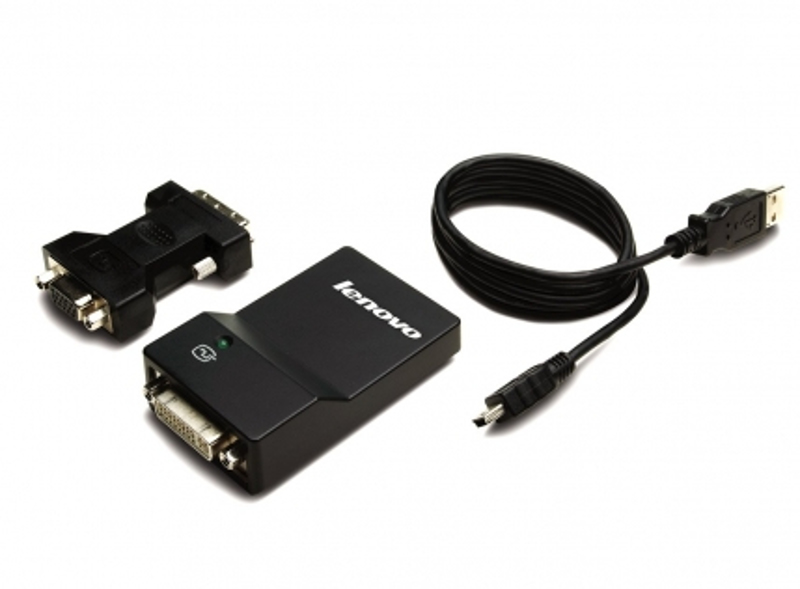 USB 3.0 to DVI/VGA Monitor Adapter - Externer Videoadapter - USB 3.0 - DVI - för Miix 510-12, 520-12, 710-12, Thinkpad 13, ThinkPad E57X, L570, P51, P71, T470, X1 Yoga - 0B47072