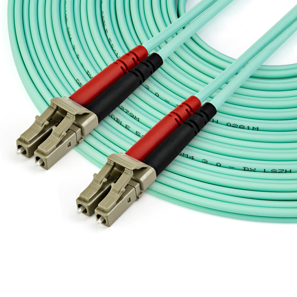 StarTech 10 m OM4 LC to LC Multimode Duplex Fiber Optic Patch Cable - Aqua - 50/125 - Fiber Optic Cable - 40/100Gb - LSZH (450FBLCLC10) - Patch cable - 10 m - Aquamarine - 450FBLCLC10