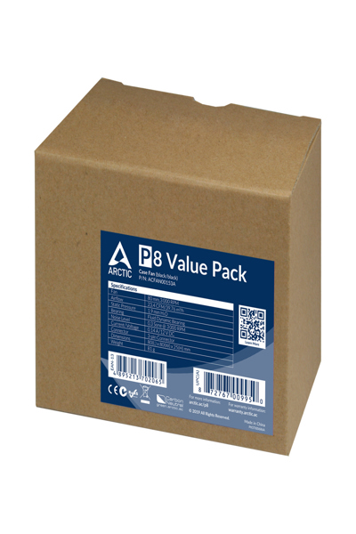 Arctic P8 Value Pack - Pressure-optimised 80 mm Fan - Fan - 8 cm - 3000 RPM - 0.3 sone - 23.4 cfm - 40.3 m³/h