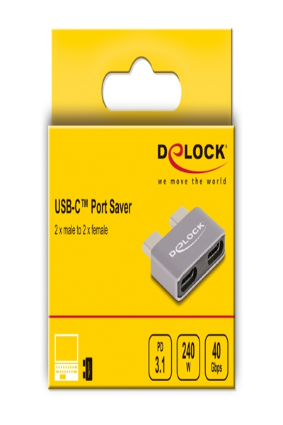 Delock USB-adapter - 24-stifts USB-C (hane) till 24-stifts USB-C (F) - 60055