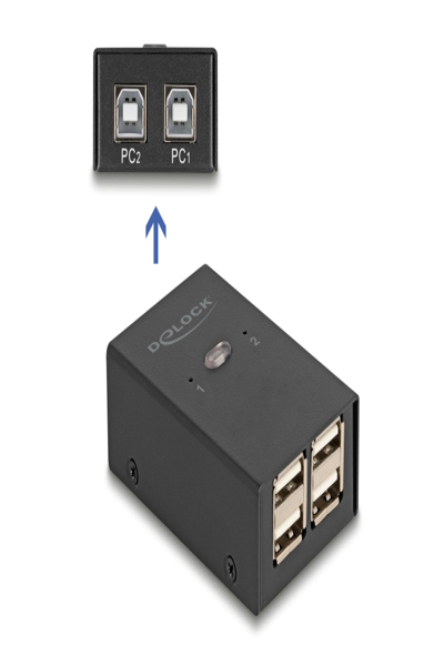 Delock USB-switch - 2 datorer till 4 enheter - 11505