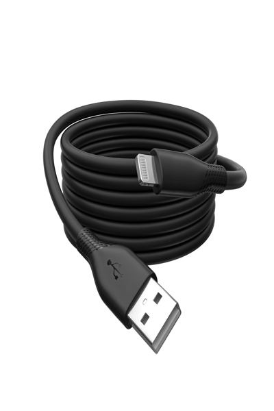 DIGITUS Lightning silikon anslutningskabel, USB-A - Lightning 2m, svart - AK-600108-020-S