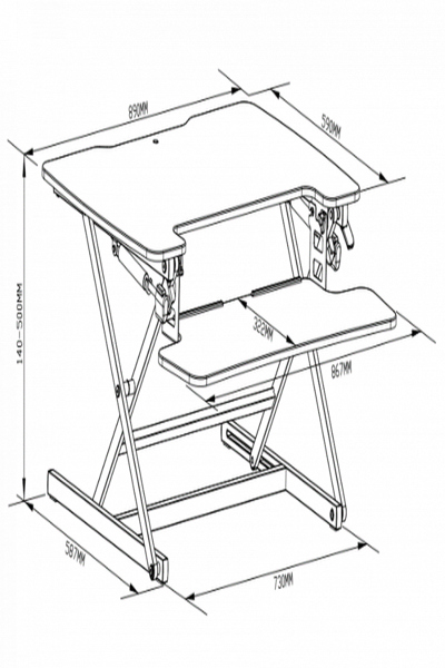 Hannspree Height Adjustable Desktop Workstation Black - 80-PR000002G000