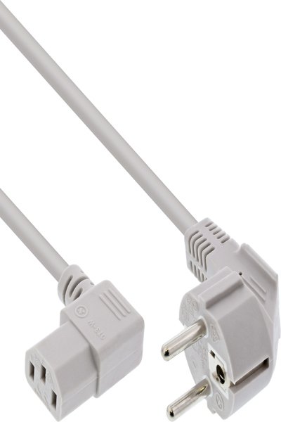 Câble d'alimentation InLine - CEE 7/7 coudé / IEC C13 3 broches coudé - gris - 0,5 m