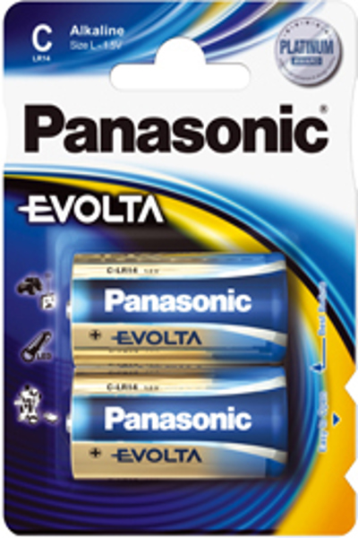 Panasonic Evolta C, Single-use battery, Alkaline, 1.5 V, 2 pcs, Blue, C - LR14EGE/2BP