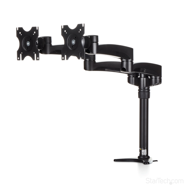 Desk Mount Dual Monitor Arm - Articulating - Supports Monitors 12 to 24 - Adjustable VESA Monitor Arm - Grommet or Desk Mount - Black (ARMDUAL) Plastik Stål Skrivebordsmontering 12-24 2 LCD displays - ARMDUAL