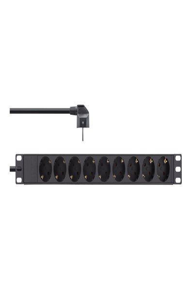 Bloc multiprises InLine 19" - 9 prises avec contact de terre - sans interrupteur - 2 m - noir