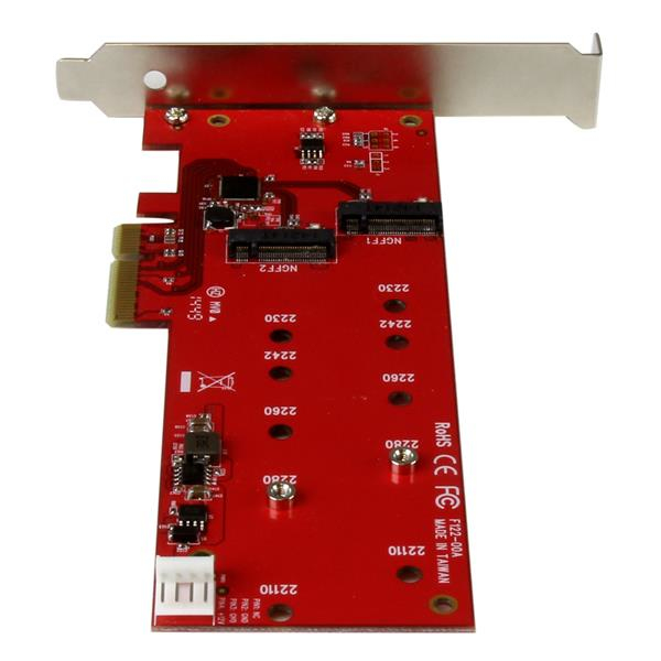 StarTech 2x M.2 SATA SSD Controller Card - PCIe - PCIe - M.2 - Full-height / Low-profile - PCI 2.0 - Red - CE - FCC - TAA - PEX2M2