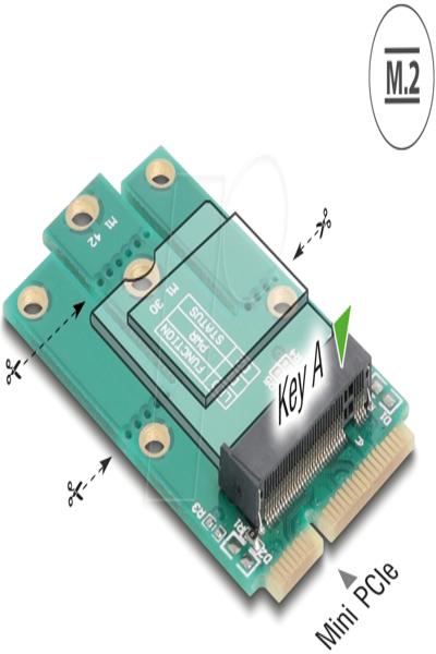 Delock 64339 - Adapter Mini PCIe Stecker> M.2 Key A Slot - 64339