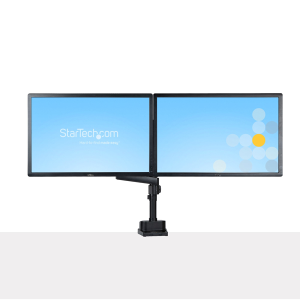 Dual monitor holder for table mounting - Flexible monitor arm for 2x VESA monitors up to 81.28cm 32inch - height adjustable - ARMDUALPIVOT