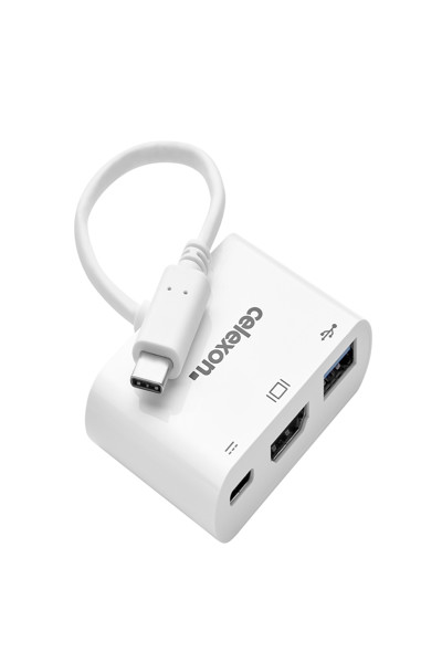 Adaptateur multiport celexon USB-C vers HDMI - USB-A - M/F blanc