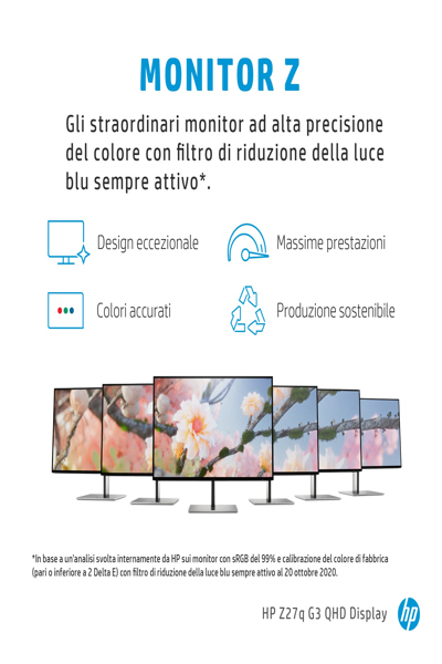 HP Z27q G3 QHD - 68.6 cm (27") - 2566 x 1440 pixels - Quad HD - LED - 5 ms - Silver - 1C4Z7AA