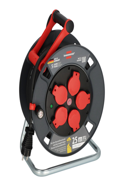 Brennenstuhl 9232250100, Svart, Röd, Plast, 5 AC-uttag, Rak, 25 m, IP44 - 9232250100