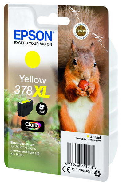 Epson Squirrel Yellow 378XL Claria Photo HD Ink