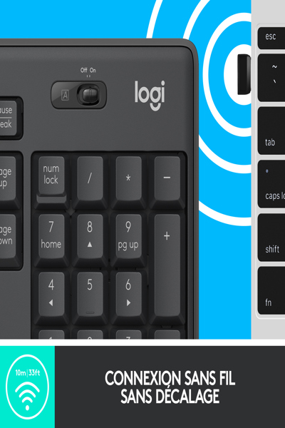 Logitech MK295 Silent Wireless Combo - Full-size (100%) - Wireless - RF Wireless - AZERTY - Graphite - Mouse included - 920-009803