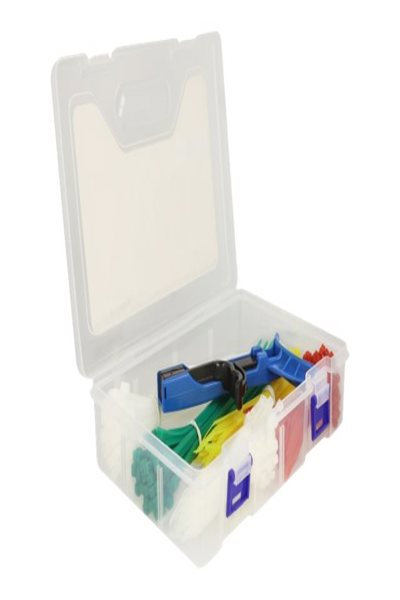 Delock Cable tie assortment box with tensioning tool 350 pieces assorted colours - Hook & loop cable tie - Plastic - Multicolour - 225 mm - 155 mm - 60 mm - 18641
