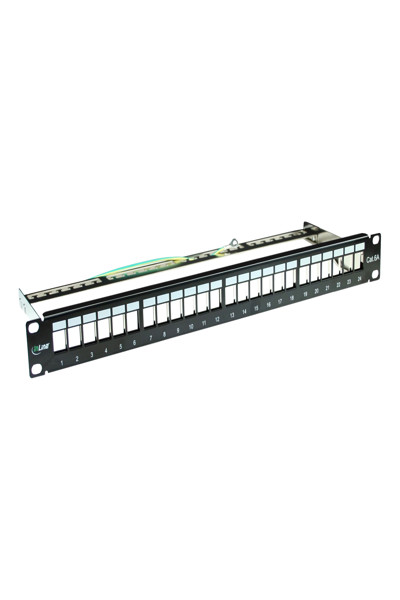 Panneau de brassage vierge en ligne 19" Cat.6A 24 ports 1U noir