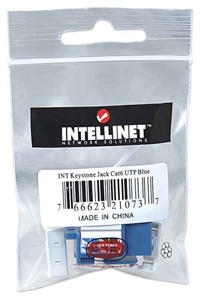 Intellinet Keystone-jack, Cat6, UTP, Punch-down, Blå - 210737