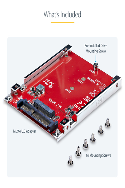 StarTech.com M.2 to U.3 Adapter, For M.2 NVMe SSDs, PCIe M.2 Drive to 2.5inch U.3 (SFF-TA-1001) Host Adapter/Converter, TAA Compliant - 1M25-U3-M2-ADAPTER