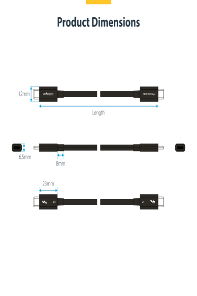 StarTech.com 3,8 m Thunderbolt 5-kabel 80 Gbps - TBLT5MM50CM240W