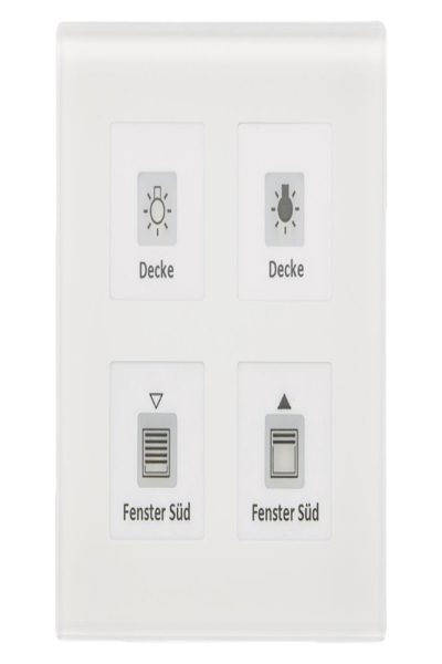 Bouton en verre MDT Plus 4 voies blanc avec capteur de température BE-GTT4W.01