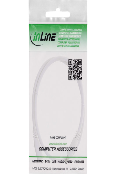 Câble d'extension CC InLine - CC mâle/femelle 5,5 x 2,5 mm - AWG 18 - blanc 2 m