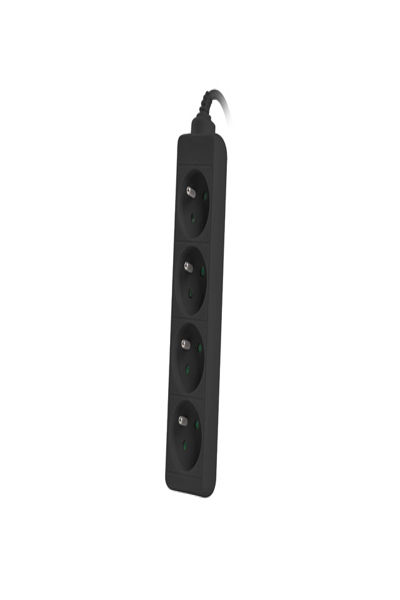 Lanberg PS0-04E-0150-BK - 1.5 m - 4 AC outlet(s) - Indoor - Type E - Black - 10 A