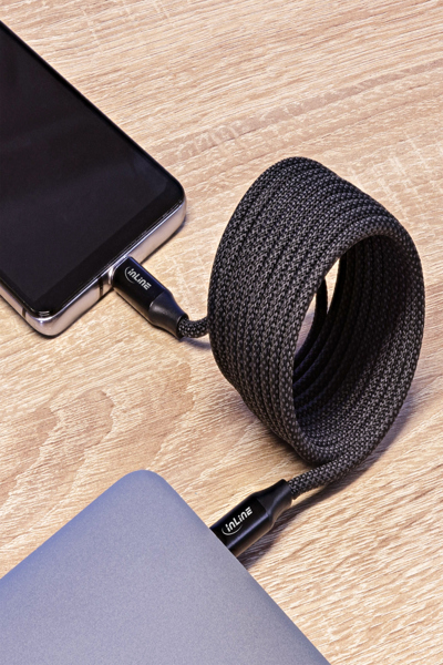 Câble USB-C magnétique InLine - USB-C mâle/mâle - 100 W - noir - 1,5 m