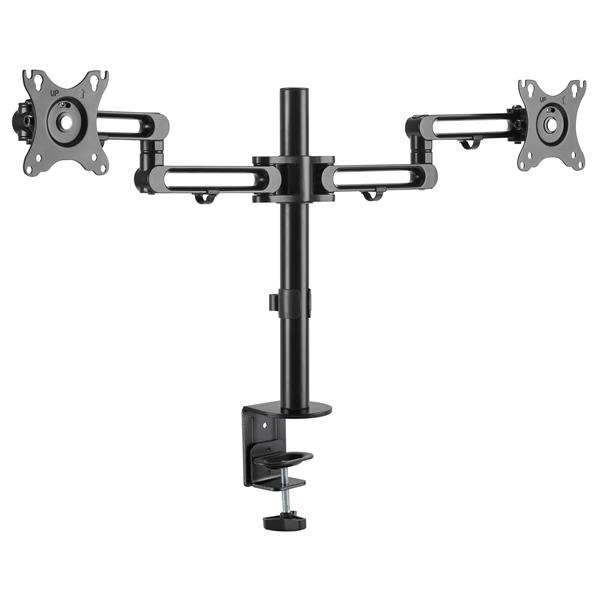 StarTech ARMDUAL3 double monitor arm for table mounting (articulated arms for up to 81.30cm (32") -VESA screens, monitor mount) - Table mount for 2 monitors (adjustable arm) - Aluminum - Black - Screen size: up to 81.3 cm (up to 81.30cm (32") ) - ARMDUAL3