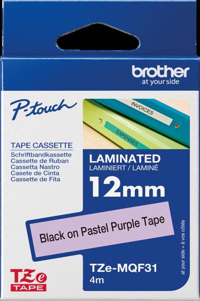 Brother TZe-MQF31 Black on Pastel Purple - TZEMQF31