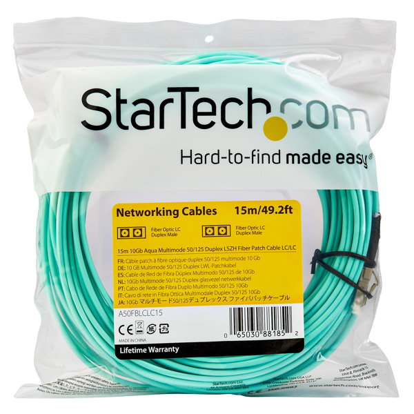 StarTech A50FBLCLC15 15m OM3 LC to LC Fiber Cable - A50FBLCLC15